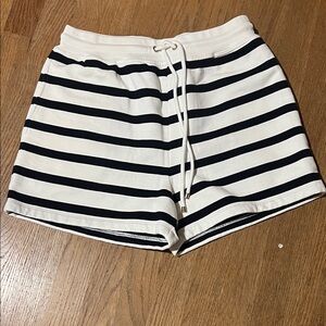Frame Denim Black and White Striped Varsity Shorts
